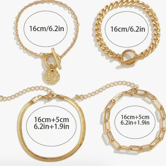 Stacked bracelet set, gold tone. - Picture 5 of 5